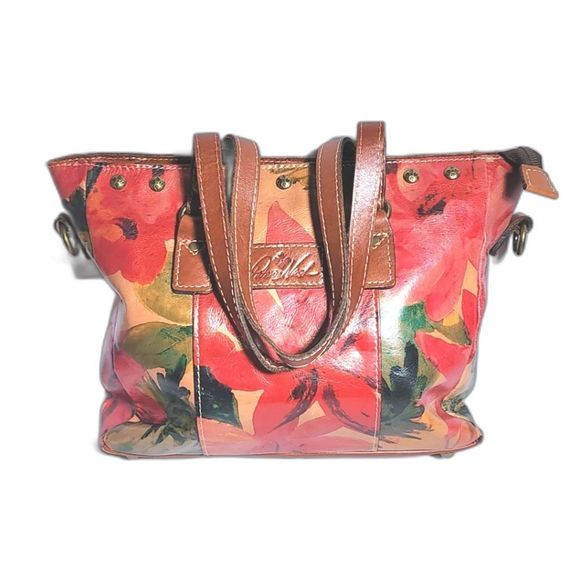 Patricia Nash Handbags - Patricia Nash Large Multi Floral Studded Italian Leather Tote Bag 12"X10"X3"
